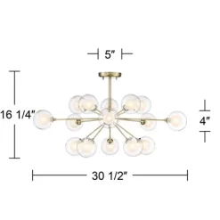 Possini Euro Design Modern Ceiling Light Semi Flush Mount Fixture Sputnik Brass 30 1/2" Wide 15-Light Double Glass Ball Hallway -Possini Euro Design Sales GUEST 317f6f78 bba3 4e43 bc4e 75fe5664e121