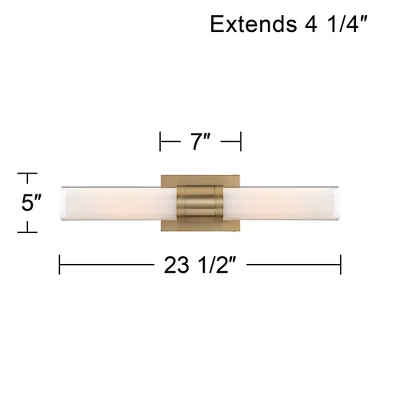 Possini Euro Design Brianna Modern Wall Light Brass Hardwire 23 1/2" 2-Light Fixture Clear Opal Double Glass Tube Shade For Bedroom Bathroom Vanity 3 Possini Euro Design Brianna Modern Wall Light Brass Hardwire 23 1/2" 2-Light Fixture Clear Opal Double Glass Tube Shade For Bedroom Bathroom Vanity - Image 3