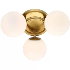Possini Euro Design Modern Ceiling Light Flush Mount Fixture Brass 18" Wide 3-Light Frosted White Glass Globes Bedroom Living Room -Possini Euro Design Sales GUEST 3206f2f1 bd83 4ab8 ae4c 41ae1e86782d