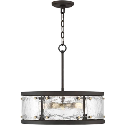 Possini Euro Design Campanelli Bronze Brass Pendant Chandelier 19" Wide Rustic Drum Waterglass Shade 4-Light Fixture For Dining Room Kitchen Island 7 Possini Euro Design Campanelli Bronze Brass Pendant Chandelier 19" Wide Rustic Drum Waterglass Shade 4-Light Fixture For Dining Room Kitchen Island - Image 7