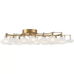 Possini Euro Design Lilypad Modern Ceiling Light Semi Flush Mount Fixture 30 1/4" Wide Warm Brass 12-Light Frosted Glass Shade For Bedroom Living Room -Possini Euro Design Sales GUEST 33788483 ffe4 4301 86eb dd4cbc3b2b2c