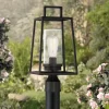 Possini Euro Design Jersey 17 1/2" High Modern Outdoor Post Light Fixture Pole Porch House Exterior Weatherproof Matte Black Metal Clear Glass Shade