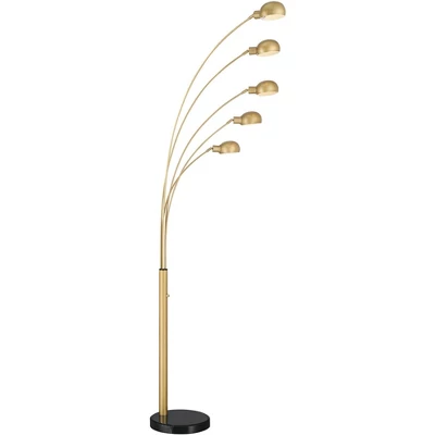 Possini Euro Design Infini Mid Century Modern 78" Tall Standing Floor Lamp Large Arc 5-Light Adjustable Gold Marble Brushed Brass Finish Living Room 7 Possini Euro Design Infini Mid Century Modern 78" Tall Standing Floor Lamp Large Arc 5-Light Adjustable Gold Marble Brushed Brass Finish Living Room - Image 7