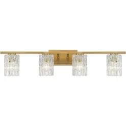 Possini Euro Design Icelight Modern Wall Light Warm Brass Hardwire 36" 4-Light Fixture Textured Ice Glass For Bedroom Bathroom Vanity Living Room -Possini Euro Design Sales GUEST 354c1668 faa0 407b 9e8b 8960a88156c6