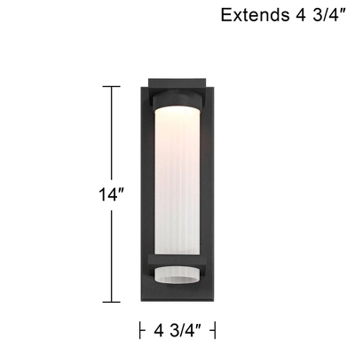 Possini Euro Design Kathleen 14" High Modern Outdoor Wall Light Fixture Mount Porch House Exterior Set Of 2 LED Bulb Sand Black Metal Glass Shade 3 Possini Euro Design Kathleen 14" High Modern Outdoor Wall Light Fixture Mount Porch House Exterior Set Of 2 LED Bulb Sand Black Metal Glass Shade - Image 3