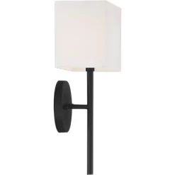 Possini Euro Design Favreau Modern Wall Light Sconce Black Hardwire 8" Fixture Rectangular Linen Fabric For Bedroom Bathroom Vanity Reading Hallway -Possini Euro Design Sales GUEST 356688a3 9d6c 4d1a b3e1 8f5e4902a88b