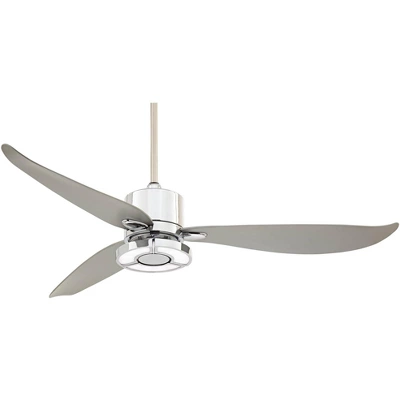 Possini Euro Design 56" Vengeance Modern Indoor Ceiling Fan 3 Blade LED Light Remote Control Chrome Finish Silver Blades Bedroom Living Room Kitchen 6 Possini Euro Design 56" Vengeance Modern Indoor Ceiling Fan 3 Blade LED Light Remote Control Chrome Finish Silver Blades Bedroom Living Room Kitchen - Image 6