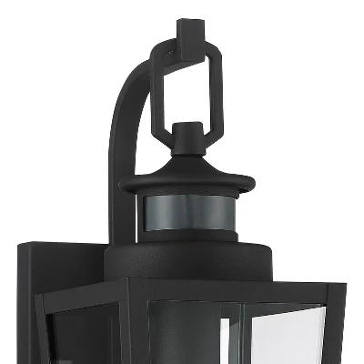 Possini Euro Design Ackerly Modern Outdoor Wall Light Fixture Textured Black Dusk To Dawn Motion Sensor 14" Clear Glass For Post Exterior Barn Deck 2 Possini Euro Design Ackerly Modern Outdoor Wall Light Fixture Textured Black Dusk To Dawn Motion Sensor 14" Clear Glass For Post Exterior Barn Deck - Image 2