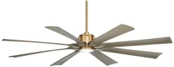 70" Possini Euro Design Defender Modern Indoor Outdoor Ceiling Fan With Dimmable LED Light Remote Control Soft Brass Oak Damp Rated For Patio Exterior -Possini Euro Design Sales GUEST 371c82df e2af 4329 8409 e53b6bd6923e