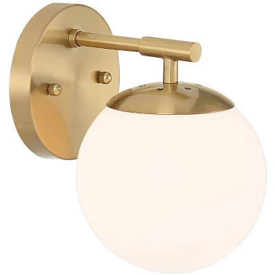 Possini Euro Design Meridian Modern Wall Light Sconces Set Of 2 Gold Hardwire 6" Fixture Frosted White Glass For Bedroom Bathroom 5 Possini Euro Design Meridian Modern Wall Light Sconces Set Of 2 Gold Hardwire 6" Fixture Frosted White Glass For Bedroom Bathroom - Image 5