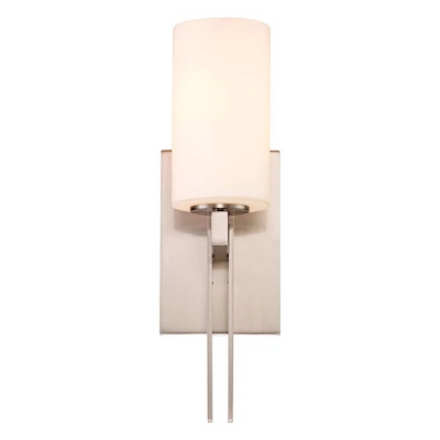 Possini Euro Design Ludlow Modern Wall Light Sconces Set Of 2 Brushed Nickel Hardwire 4 1/2" Fixture White Glass For Bedroom Bathroom Vanity Reading 4 Possini Euro Design Ludlow Modern Wall Light Sconces Set Of 2 Brushed Nickel Hardwire 4 1/2" Fixture White Glass For Bedroom Bathroom Vanity Reading - Image 4