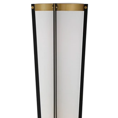 Possini Euro Design Mid Century Modern Torchiere Lamp 4-Light 68" Tall Antique Brass Off White Linen Cone Shade Living Room Office Uplight 2 Possini Euro Design Mid Century Modern Torchiere Lamp 4-Light 68" Tall Antique Brass Off White Linen Cone Shade Living Room Office Uplight - Image 2