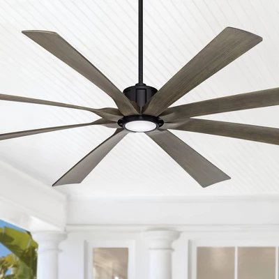 80" Possini Euro Design Defender Modern Indoor Outdoor Ceiling Fan With Dimmable LED Light Remote Matte Black Oak Damp Rated For Patio Exterior House 1 80" Possini Euro Design Defender Modern Indoor Outdoor Ceiling Fan With Dimmable LED Light Remote Matte Black Oak Damp Rated For Patio Exterior House