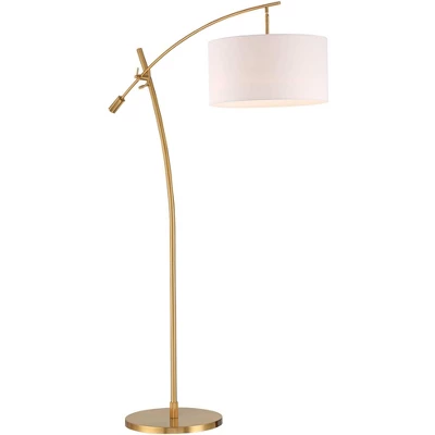 Possini Euro Design Raymond Modern Arc Floor Lamp 69" Tall Warm Gold Adjustable Boom Arm White Linen Drum Shade For Living Room Reading Office House 8 Possini Euro Design Raymond Modern Arc Floor Lamp 69" Tall Warm Gold Adjustable Boom Arm White Linen Drum Shade For Living Room Reading Office House - Image 8