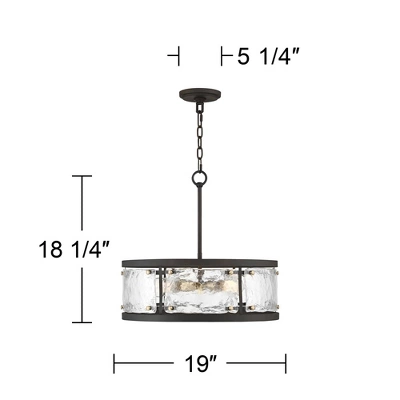 Possini Euro Design Campanelli Bronze Brass Pendant Chandelier 19" Wide Rustic Drum Waterglass Shade 4-Light Fixture For Dining Room Kitchen Island 8 Possini Euro Design Campanelli Bronze Brass Pendant Chandelier 19" Wide Rustic Drum Waterglass Shade 4-Light Fixture For Dining Room Kitchen Island - Image 8