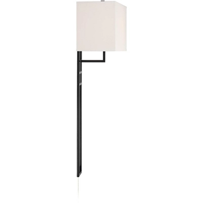Possini Euro Design Ventano Modern Wall Lamp Matte Black Metal Plug-in 16" Light Fixture White Linen Shade For Bedroom Living Room House Hallway 7 Possini Euro Design Ventano Modern Wall Lamp Matte Black Metal Plug-in 16" Light Fixture White Linen Shade For Bedroom Living Room House Hallway - Image 7