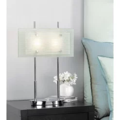 Possini Euro Design Charles Street Modern Desk Lamp 23" High Chrome Satin Nickel Frosted Slump Glass Shade For Bedroom Living Room Bedside Nightstand -Possini Euro Design Sales GUEST 3bdf3030 61f4 4ddc a0cc 4536c4f46d6d