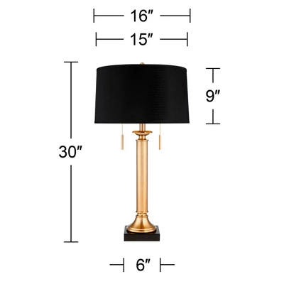 Possini Euro Design Wynne Traditional Table Lamp 30" Tall Warm Gold With USB Charging Port Black Drum Shade For Bedroom Living Room Bedside Nightstand 8 Possini Euro Design Wynne Traditional Table Lamp 30" Tall Warm Gold With USB Charging Port Black Drum Shade For Bedroom Living Room Bedside Nightstand - Image 8