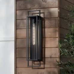 Possini Euro Design Jericho Modern Outdoor Wall Light Fixture Textured Black Steel 28" Clear Glass For Post Exterior Barn Deck House Porch Yard Patio -Possini Euro Design Sales GUEST 3c155a0a 18cd 4cc8 b304 9aab41476256