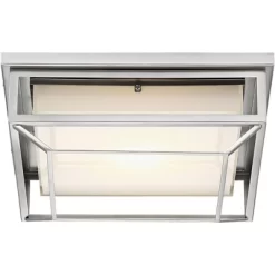 Possini Euro Design Radcliffe Modern Flush Mount Outdoor Ceiling Light Matte Nickel LED 4" Frosted Bonded Glass Damp Rated For Post Exterior Barn Deck -Possini Euro Design Sales GUEST 3c996119 74dc 42c5 8695 7aa0960c779a