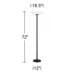 Possini Euro Design Meridian Light Blaster Modern Torchiere Floor Lamp With Riser 72" Tall Oil Rubbed Bronze LED Frosted Glass Shade For Living Room -Possini Euro Design Sales GUEST 3c9f6795 abab 4854 8498 002603d1cdbf