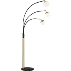Possini Euro Design Rayne Modern Arc Floor Lamp 72" Tall Gold Black 3 Light LED Adjustable Arm Frosted Glass Globe Shade For Living Room Reading Home -Possini Euro Design Sales GUEST 3cdb2bc1 9cdc 4fb4 a375 f4e108fd0fa9