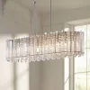 Possini Euro Design Mirabell Chrome Linear Island Pendant Chandelier 34" Wide Modern LED Clear Glass Crystal 6-Light Fixture For Dining Room Kitchen