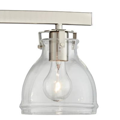Possini Euro Design Bellis Modern Industrial Wall Light Brushed Nickel Hardwire 23 1/2" 3-Light Fixture Clear Glass For Bedroom Bathroom Vanity House 2 Possini Euro Design Bellis Modern Industrial Wall Light Brushed Nickel Hardwire 23 1/2" 3-Light Fixture Clear Glass For Bedroom Bathroom Vanity House - Image 2