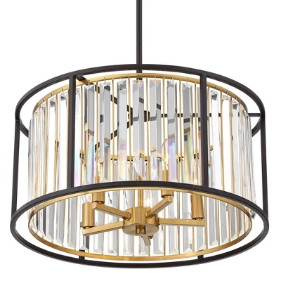 Possini Euro Design Milne Bronze Gold Drum Pendant Chandelier 20" Wide Modern Crystal 5-Light Fixture For Dining Room House Kitchen Island Entryway 4 Possini Euro Design Milne Bronze Gold Drum Pendant Chandelier 20" Wide Modern Crystal 5-Light Fixture For Dining Room House Kitchen Island Entryway - Image 4