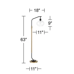 Possini Euro Design Tarrah Mid Century Modern 63" Tall Chairside Arc Floor Lamp Gold Black Metal Clear Glass Shade For Living Room House -Possini Euro Design Sales GUEST 3fdd9ba3 7f55 4d39 a3d8 0deb414530ca