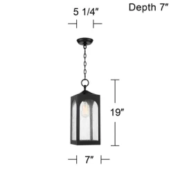 Possini Euro Design Modern Outdoor Hanging Light Fixture Matte Black Steel 19" Clear Seedy Glass Panels For Exterior House Porch -Possini Euro Design Sales GUEST 40164dfd bf84 417b a0da fe434d2fc815
