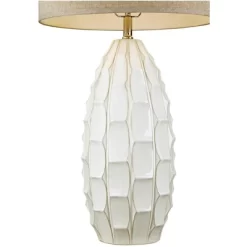 Possini Euro Design Cosgrove Modern Mid Century Table Lamp 32 3/4" Tall White Glazed Ceramic Beige Fabric Drum Shade For Bedroom Living Room Bedside -Possini Euro Design Sales GUEST 4071ce30 3ef3 4f98 9390 6f7c7f7a79d4