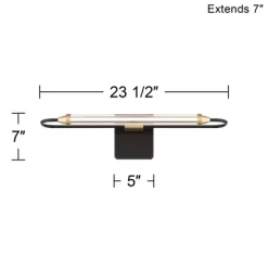 Possini Euro Design Nikola Industrial Wall Light Bar Matte Black Hardwire 23 1/2" LED Fixture Gold Accents For Bathroom Vanity -Possini Euro Design Sales GUEST 40750c79 a9f9 4d3b 9964 dcf18affe708