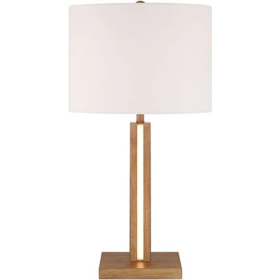 360 Lighting Styker 26 1/2" Tall Square Modern Table Lamp LED Night Light Brown Oak Finish Wood Single White Shade Living Room Bedroom Bedside House 8 360 Lighting Styker 26 1/2" Tall Square Modern Table Lamp LED Night Light Brown Oak Finish Wood Single White Shade Living Room Bedroom Bedside House - Image 8