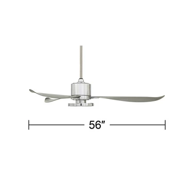 Possini Euro Design 56" Vengeance Modern Indoor Ceiling Fan 3 Blade LED Light Remote Control Chrome Finish Silver Blades Bedroom Living Room Kitchen 3 Possini Euro Design 56" Vengeance Modern Indoor Ceiling Fan 3 Blade LED Light Remote Control Chrome Finish Silver Blades Bedroom Living Room Kitchen - Image 3