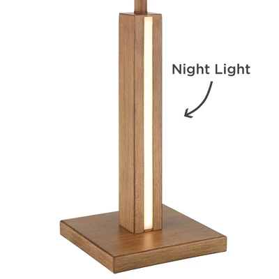 360 Lighting Styker 26 1/2" Tall Square Modern Table Lamp LED Night Light Brown Oak Finish Wood Single White Shade Living Room Bedroom Bedside House 5 360 Lighting Styker 26 1/2" Tall Square Modern Table Lamp LED Night Light Brown Oak Finish Wood Single White Shade Living Room Bedroom Bedside House - Image 5