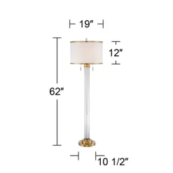 Possini Euro Design Cadence Modern Floor Lamp Standing 62" Tall Crystal Glass Column Satin Brass Linen Drum Shade For Living Room Bedroom Office House -Possini Euro Design Sales GUEST 423dd824 c25c 42b8 bded 634e5ab89186