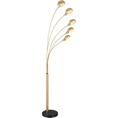 Possini Euro Design Infini Mid Century Modern 78" Tall Standing Floor Lamp Large Arc 5-Light Adjustable Gold Marble Brushed Brass Finish Living Room 8 Possini Euro Design Infini Mid Century Modern 78" Tall Standing Floor Lamp Large Arc 5-Light Adjustable Gold Marble Brushed Brass Finish Living Room - Image 8