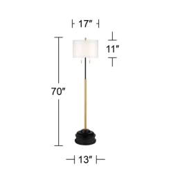 Possini Euro Design Roxie Modern Floor Lamp With Riser 65 1/2" Tall Brass Black Metal Sheer Linen Double Drum Shade For Living Room Bedroom Office -Possini Euro Design Sales GUEST 42578b79 4448 4bbc a6ef e922883a43ee