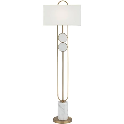 Pacific Coast Lighting Disc Modern 68" Tall Standing Floor Lamp Marble Gold Finish Living Room Bedroom House Reading Office Rectangle White Shade 8 Pacific Coast Lighting Disc Modern 68" Tall Standing Floor Lamp Marble Gold Finish Living Room Bedroom House Reading Office Rectangle White Shade - Image 8