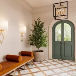 Possini Euro Design Sian Modern Wall Light Sconces Set Of 2 Warm Brass Hardwired 10" Fixture White Half-Moon Linen Shade For Bedroom -Possini Euro Design Sales GUEST 430e6938 85fd 4255 a63a 193d2d478574