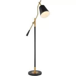 Possini Euro Design Modern Pharmacy Floor Lamp 54" Tall Matte Black Warm Gold Adjustable Metal Shade For Living Room Reading House -Possini Euro Design Sales GUEST 4335ad53 a63c 46ae 8708 a3dbcc88ea94