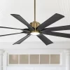 60" Possini Euro Design Defender Modern Indoor Outdoor Ceiling Fan With Dimmable LED Light Remote Soft Brass Matte Black Damp Rated For Patio Exterior
