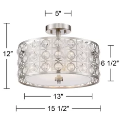 Possini Euro Design Saira Modern Ceiling Light Semi Flush Mount Fixture 16" Wide Brushed Nickel Crystal Organza Drum Shade For Bedroom Kitchen Hallway 8 Possini Euro Design Saira Modern Ceiling Light Semi Flush Mount Fixture 16" Wide Brushed Nickel Crystal Organza Drum Shade For Bedroom Kitchen Hallway -Possini Euro Design Sales GUEST 440538f1 6641 4d44 bdfe 4ba1a8de434b
