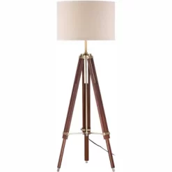 Possini Euro Design Surveyor Modern Tripod Floor Lamp 57 1/2" Tall Cherry Wood Adjustable Beige Linen Drum Shade For Living Room Bedroom Office House -Possini Euro Design Sales GUEST 450c8490 f69f 47cb bd6c e5dc3efd93c4