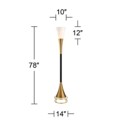 Possini Euro Design Piazza Modern Torchiere Floor Lamp With Gold Riser 78" Tall Black Brass Metal White Glass Shade For Living Room Bedroom Office -Possini Euro Design Sales GUEST 459b6ef3 ed87 422d 9a78 b4ab9167e388