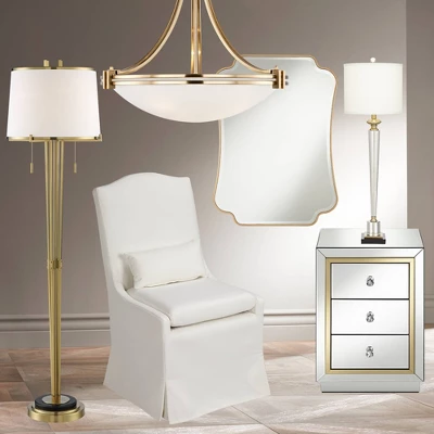 Possini Euro Design Palisade Modern Floor Lamp 64" Tall Satin Brass Metal Trimmed Fabric Tapered Drum Shade For Living Room Bedroom Office House Home 8 Possini Euro Design Palisade Modern Floor Lamp 64" Tall Satin Brass Metal Trimmed Fabric Tapered Drum Shade For Living Room Bedroom Office House Home - Image 8