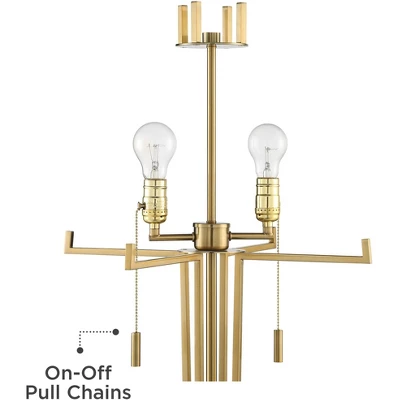 Possini Euro Design Palisade Modern Floor Lamp 64" Tall Satin Brass Metal Trimmed Fabric Tapered Drum Shade For Living Room Bedroom Office House Home 3 Possini Euro Design Palisade Modern Floor Lamp 64" Tall Satin Brass Metal Trimmed Fabric Tapered Drum Shade For Living Room Bedroom Office House Home - Image 3