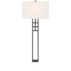 Possini Euro Design Ventano Modern Wall Lamps Set Of 2 Black Plug-In 16" Fixture White Linen Fabric Shades For Bedroom Mirror 15 Possini Euro Design Ventano Modern Wall Lamps Set Of 2 Black Plug-In 16" Fixture White Linen Fabric Shades For Bedroom Mirror -Possini Euro Design Sales GUEST 472510f7 ea74 4eb2 abad f9bafba64828