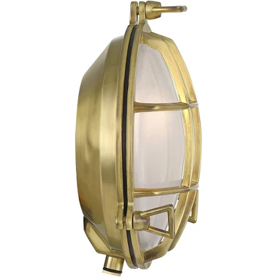 Possini Euro Design Possini Euro Anjali 10" High Brass Bulkhead Wall Sconce 7 Possini Euro Design Possini Euro Anjali 10" High Brass Bulkhead Wall Sconce - Image 7